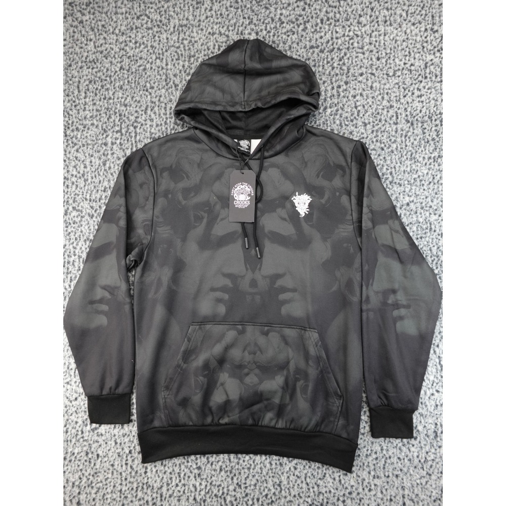 Crooks & Castles Medusa Hoodie Mens Large Black New Graphic Print 4I50110